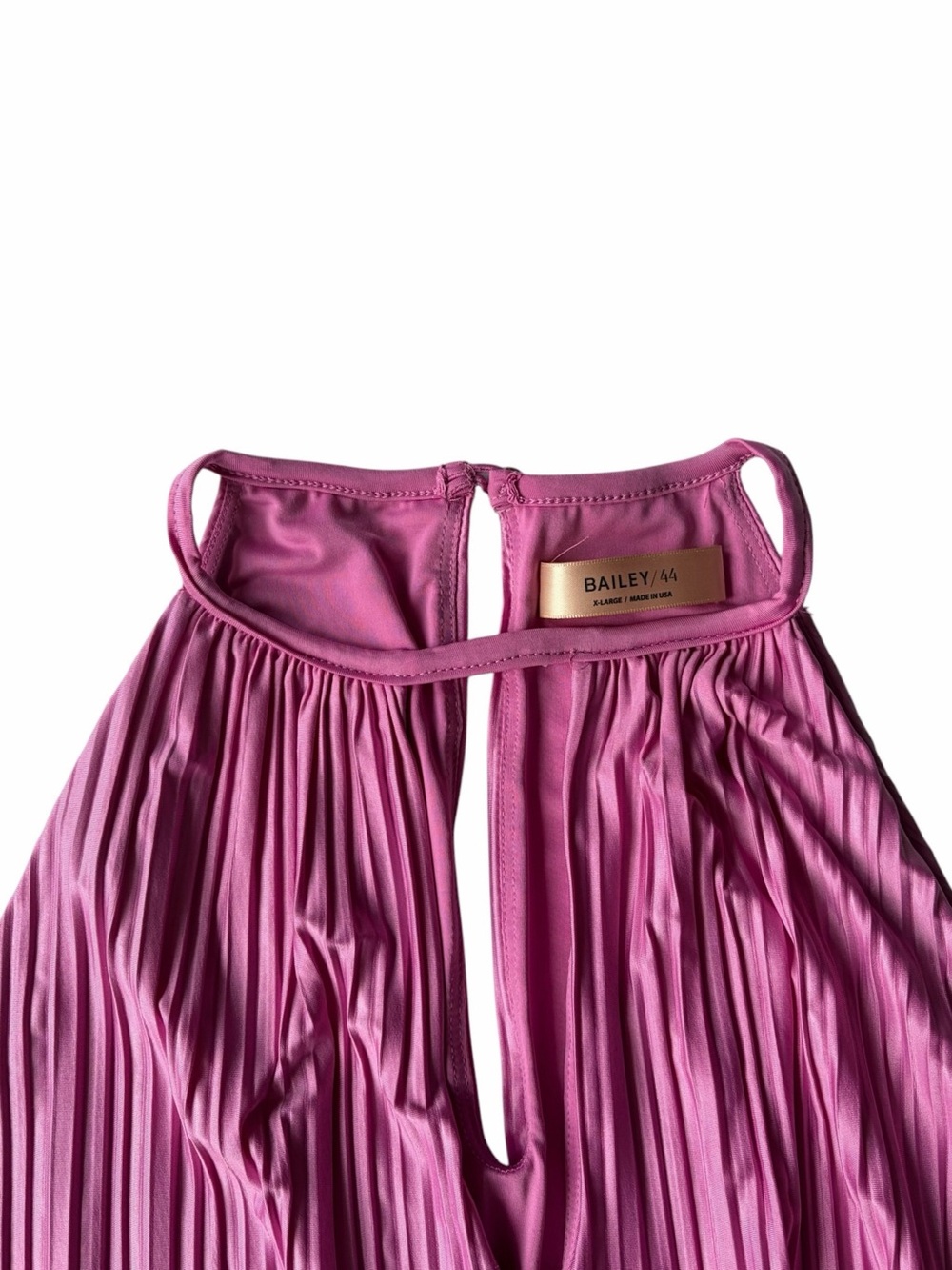 Bailey 44 Isla Mauve Pink Plisse Halter Keyhole Peplum Top XL NWT - Picture 9 of 10
